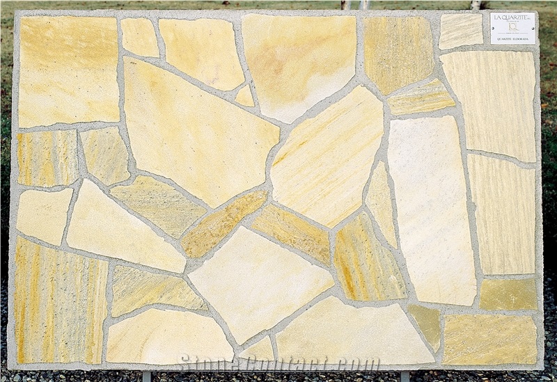 Opus Quartzite Flagstone, Yellow Quartzite Irregular Flagstones
