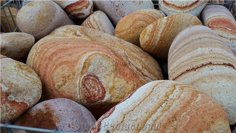 Rainbow Sandstone Pebbles, Multicolor Sandstone Gravels