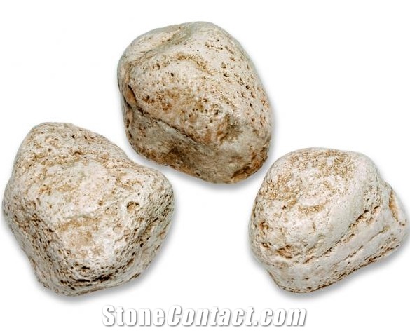 Travertino Bianco Pebbles, Beige Travertine Pebbles