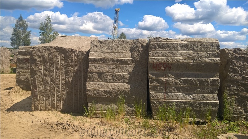 Gp7 Ukrainian Autumn Granite Blocks, Brown Granite Blocks