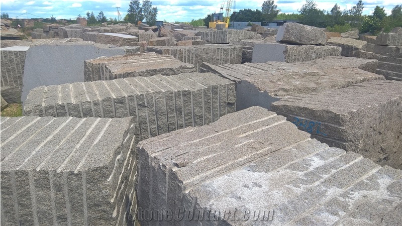 Gp7 Ukrainian Autumn Granite Blocks, Brown Granite Blocks