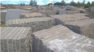 Gp7 Ukrainian Autumn Granite Blocks, Brown Granite Blocks