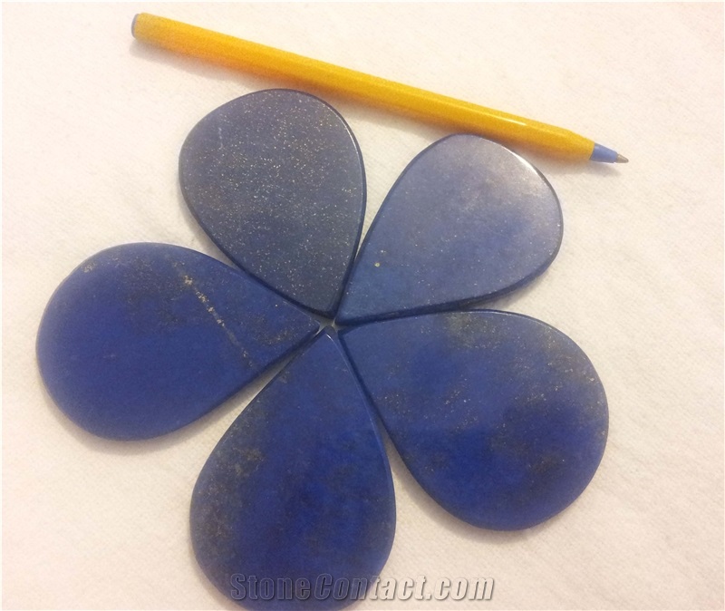 Lapis Tiles Leaf Style, Shape Afghan Lapis Lazuli Stone Polished Lapis Lazuli