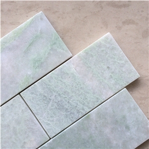 A Quality China Emerald Green Marble Mosaic Pattern Tiles for Bathroom Walling Decoration / Crystal Green Marble Brick Mosaic
