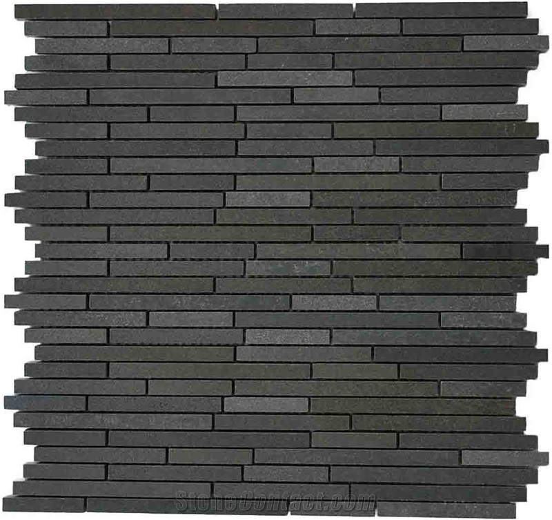 Hainan Black Basalto Mosaic Tiles, China Nero Basalto Lava Stone Mosaic for Bathroom