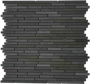 Hainan Black Basalto Mosaic Tiles, China Nero Basalto Lava Stone Mosaic for Bathroom