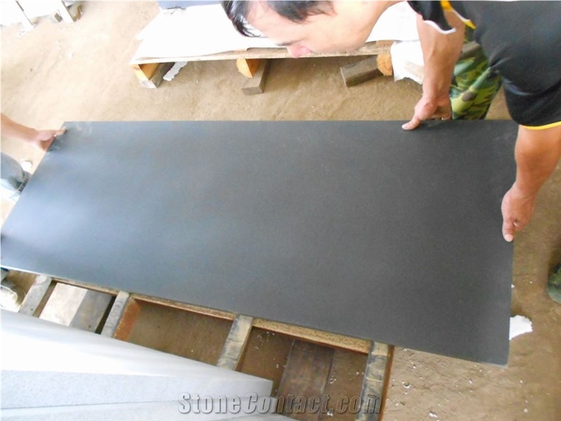 Honed Hainan Grey Basalt Tiles with Little Hole/ Lava Stone Tiles Honed for Interior Stone Flooring