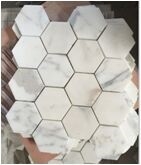 Hexagon Marble Mosaic Waterjet Marble Mosaic Carrara White Mosaic