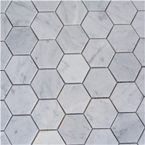 Hexagon Marble Mosaic Waterjet Marble Mosaic Carrara White Mosaic Tiles for Wall and Floor Application