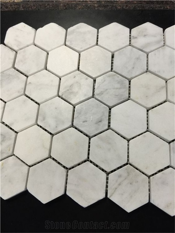 Hexagon Marble Mosaic Waterjet Marble Mosaic Carrara White Mosaic Tiles for Wall and Floor Application