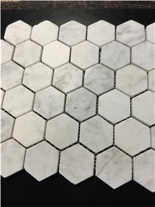 Hexagon Marble Mosaic Waterjet Marble Mosaic Carrara White Mosaic Tiles for Wall and Floor Application
