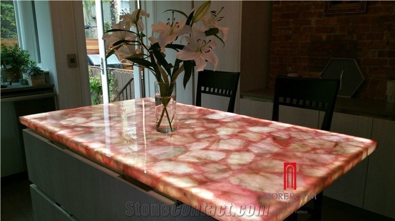 Luxury Europe Style Agate Stone Semiprecious Stone with Backlit for Kitchen Countertops
