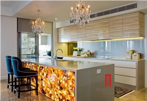 Luxury Europe Style Agate Stone Semiprecious Stone with Backlit for Kitchen Countertops