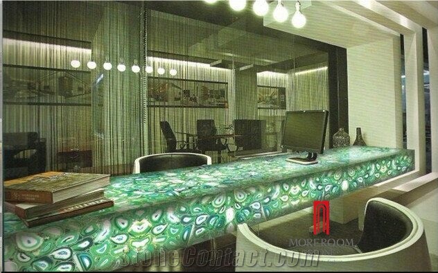 Luxury Europe Style Agate Stone Semiprecious Stone with Backlit for Kitchen Countertops