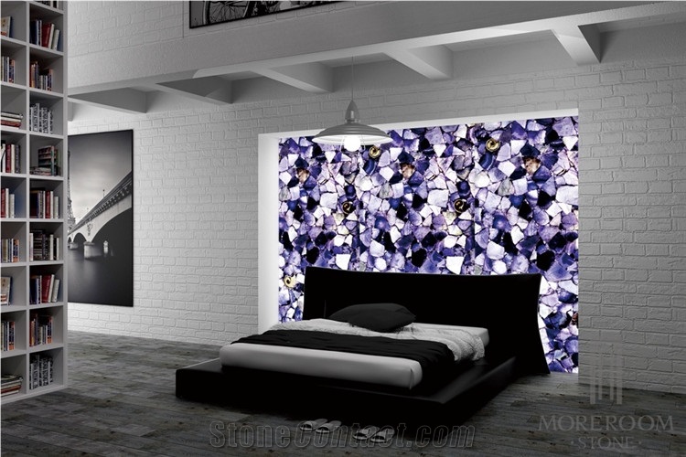 Purple Semi Precious Stone Violet Translucent Agate Slab