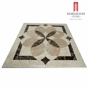 Turkey Ottoman Beige Marble Flower Design Water-Jet Pattern