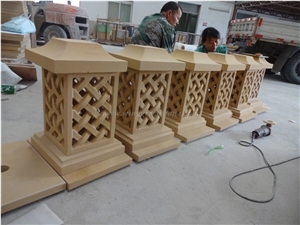 Chinese Beige Sandstone Lanterns, Beige Garden Lanterns, Sandstone Chinese Lanterns, Exterior Lamps, Japanese Lamps, Xiamen Winggreen Manufacturer