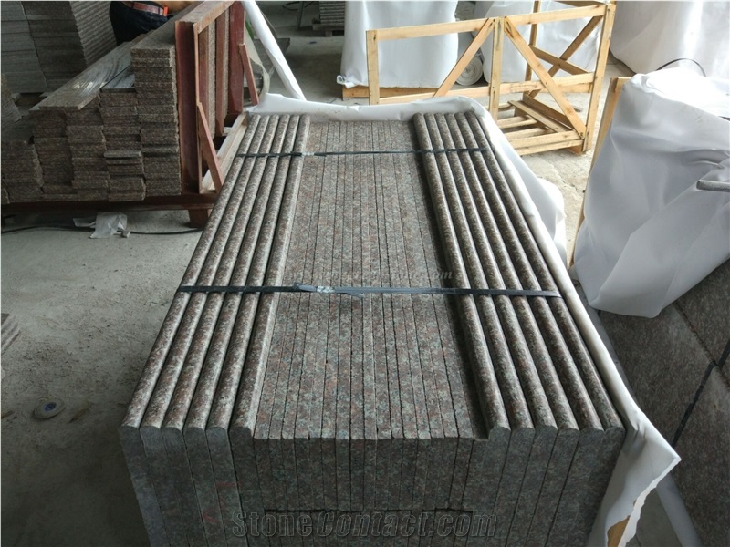 Competitive Price, G687 Granite Staircase, Peach Flower Red Granite Steps & Risers, Taohua Hong Granite Deck Stairs, Xiamen Winggreen Manufacturer