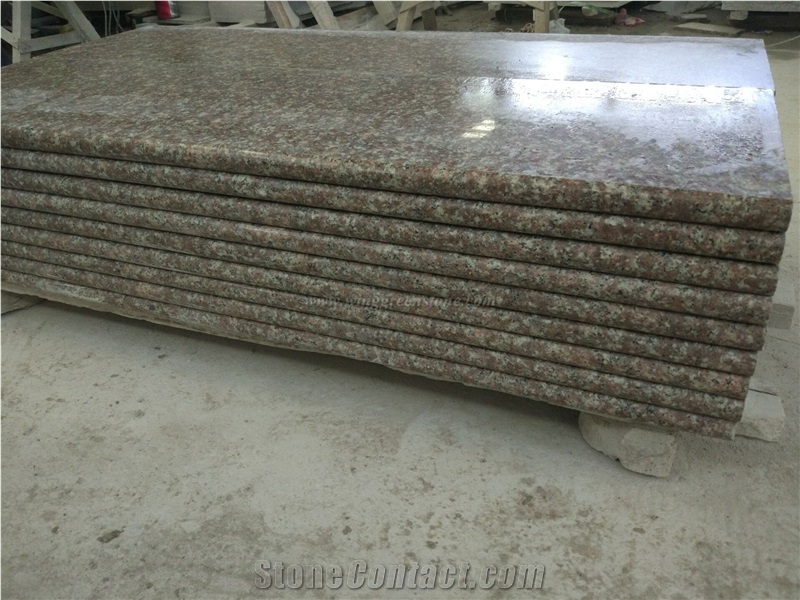Competitive Price, G687 Granite Staircase, Peach Flower Red Granite Steps & Risers, Taohua Hong Granite Deck Stairs, Xiamen Winggreen Manufacturer