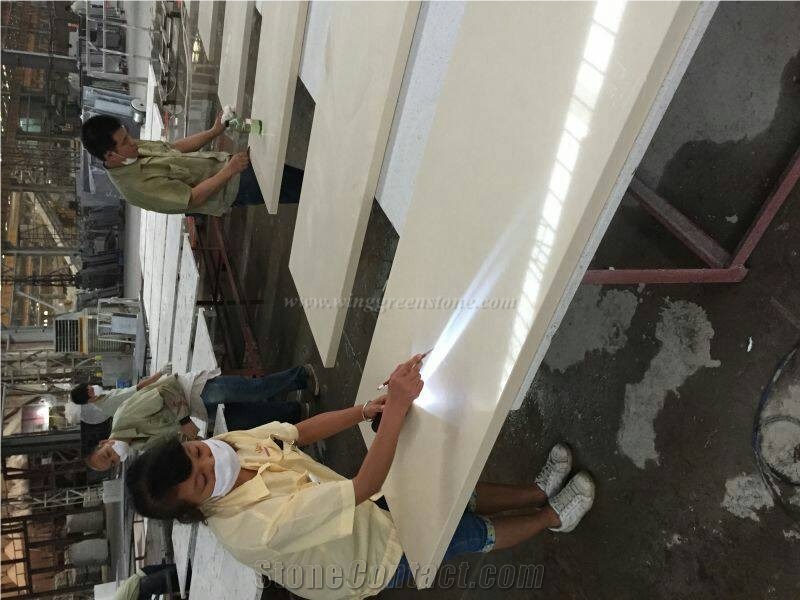 Own Factory, White Quartz Stone Countertops, White Quartz Kitchen Bench Tops, Engineered Stone Kitchen Countertops, Xiamen Winggreen Manufacturer
