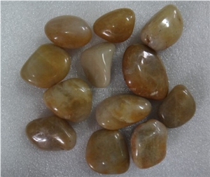 Yellow Pebble Stone, High Polished River Stone, Pebble Stone for Driveways or Walkways, Cobble Stone, Winggreen Stone