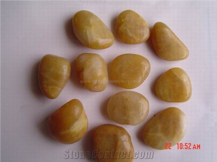 Yellow Pebble Stone, High Polished River Stone, Pebble Stone for Driveways or Walkways, Cobble Stone, Winggreen Stone