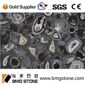 Backlit Semiprecious Stone Black Agate Slab Panel Backlit Semiprecious Stone Black Agate Slab Panel