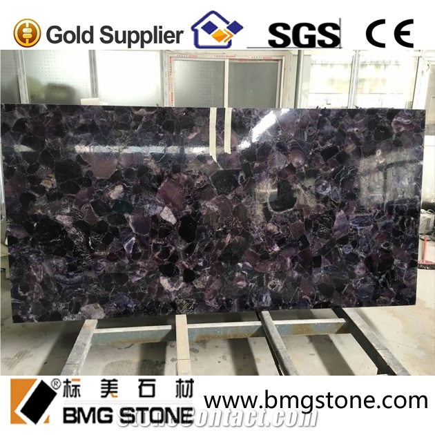 Backlit Transparent Amethyst Semiprecious Stone