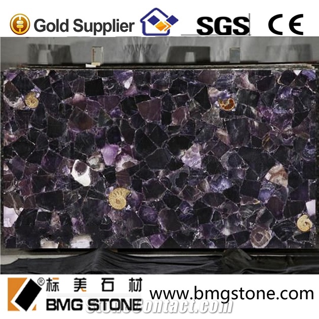 Backlit Transparent Amethyst Semiprecious Stone