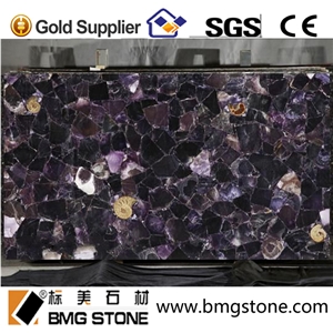 Backlit Transparent Amethyst Semiprecious Stone