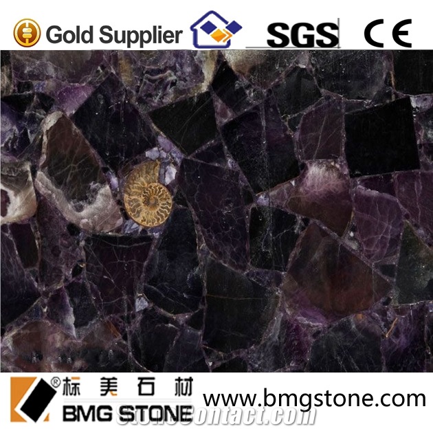 Backlit Transparent Amethyst Semiprecious Stone