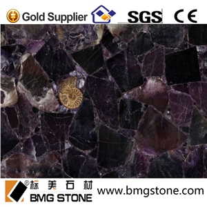 Backlit Transparent Amethyst Semiprecious Stone
