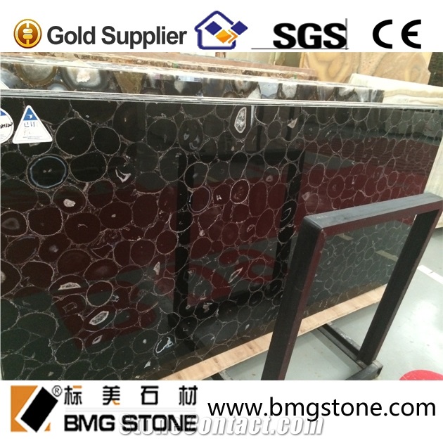 Black Agate Gemstone Slabs Semiprecious Stone
