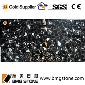 Black Agate Semiprecious Stone Slabs