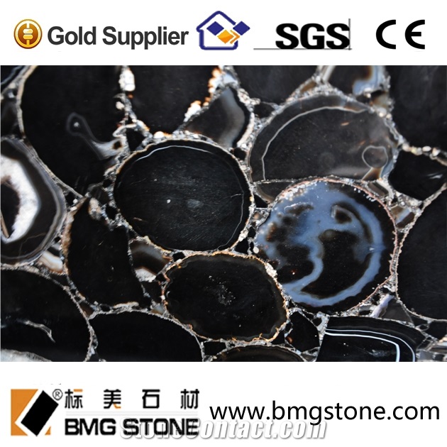 Black Agate Semiprecious Stone Slabs