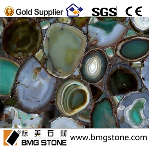Hot Beautiful Polished Blue Onyx Agate Stone Tiles/Semiprecious Stone