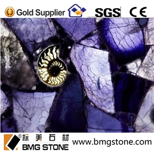 Natural Amethyst Fanqie Slabs Hotel&Villa Project Design /Lilac Semiprecious Stone