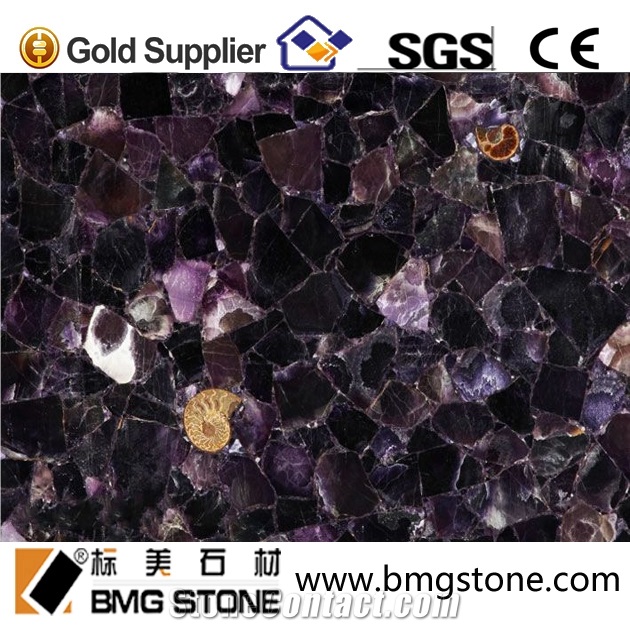 Natural Amethyst Fanqie Slabs Hotel&Villa Project Design /Lilac Semiprecious Stone