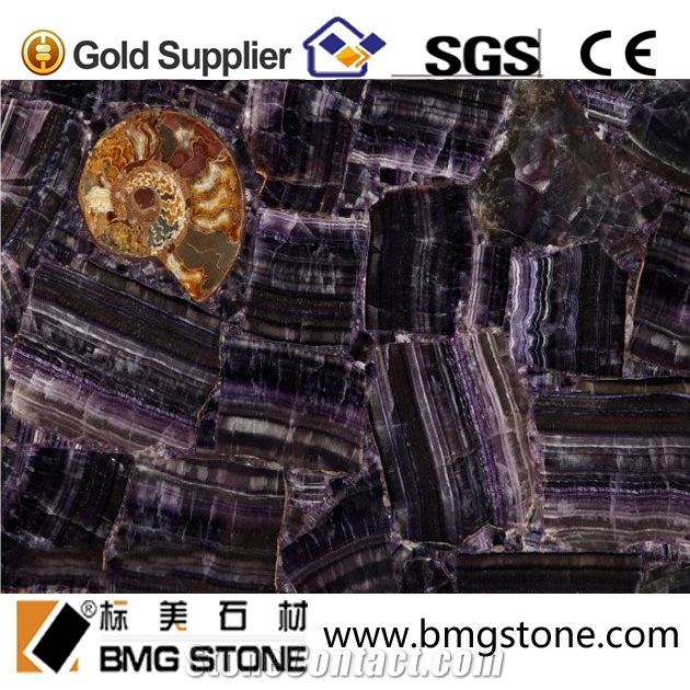 Natural Amethyst Fanqie Slabs Hotel&Villa Project Design /Lilac Semiprecious Stone