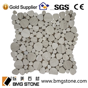 Wooden Marble Mosaic Tiles for Internal Wall Cladding