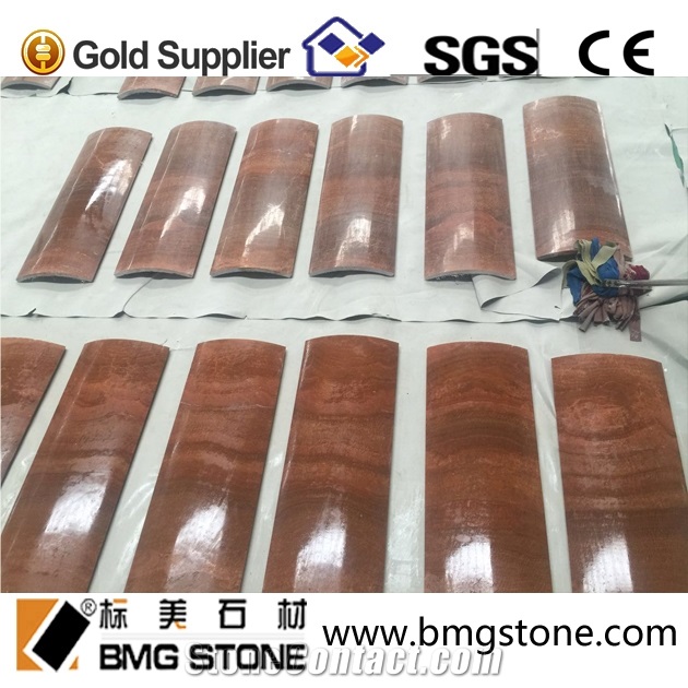 Yellow Wooden Marmo Column Tops, Arc-Shaped Tiles