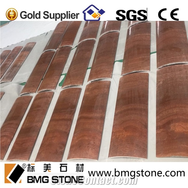 Yellow Wooden Marmo Column Tops, Arc-Shaped Tiles