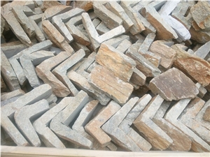 China Rust Slate Corner Stone Wall Panel Cladding