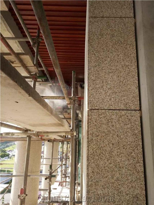 G682, Yellow Granite, Sunset Gold, China G682, Yellow Rustic Granite, Wall Stone, Wall Cladding, Facade Stone