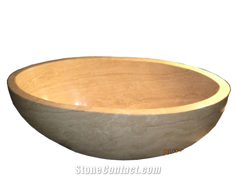 Travertine Bathtub, Yellow Travertine Bathtub, Iran Travertine Bathtub,Bath Tubs, Bathtub Panels, Bathtub Surround, Polished, Honed, Batutub Size 1900lx750wx550h