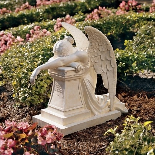 Hand Carving White Marble Stone Angel Of Grief Monument