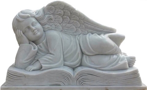 Western Style White Marble Hand Carved Stone Tombstone Headstone for Graveyeard Cemetery
