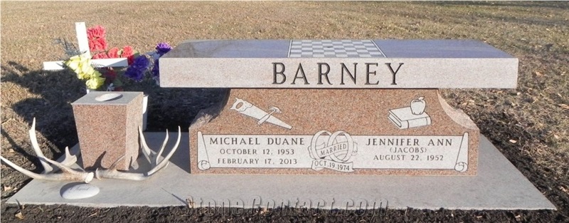 Nature Stone Granite with Benches Design Headstone, Tombstone