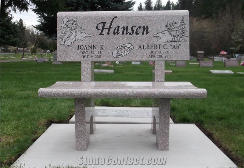 Nature Stone Granite with Benches Design Headstone, Tombstone