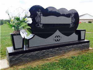 Shanxi Black Granite Carved Stone Heart Shape Single Heart Double Heart Granite Memorial Tombstone Monument Shanxi Black Granite Carved Stone Heart Shape Single Heart Double Heart Granite Memorial Tombstone Monument